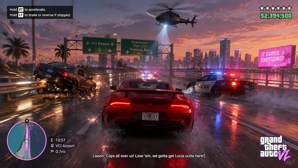 Open World Police Chase Gameplay HUD