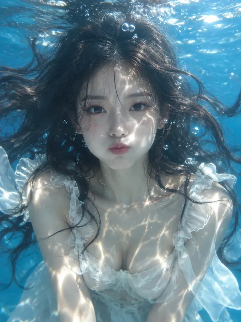 햇살 가득한 수중 코스틱 인물 사진