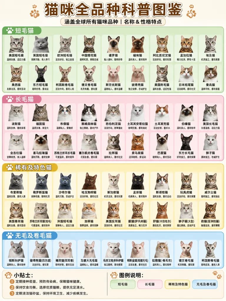 猫の品種大百科インフォグラフィック