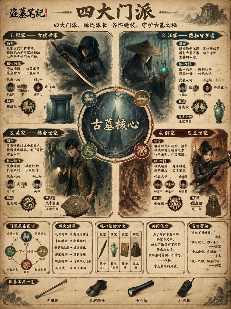 도굴 문파 세계관 인포그래픽 포스터