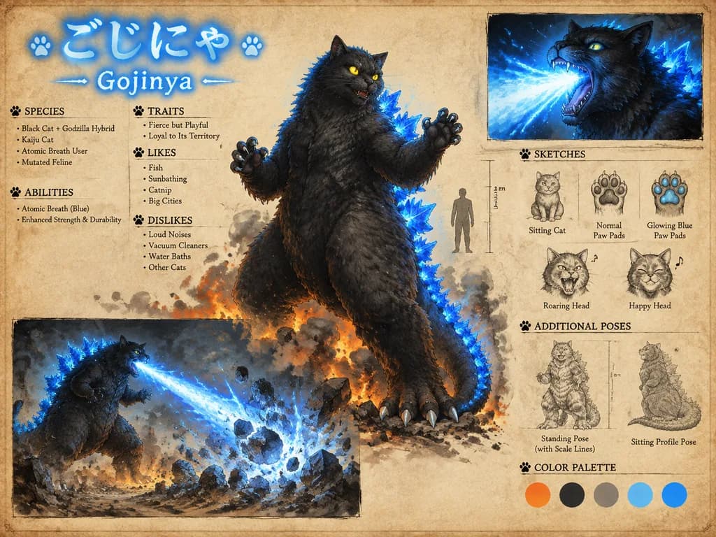 復古奇幻混合生物概念設定圖