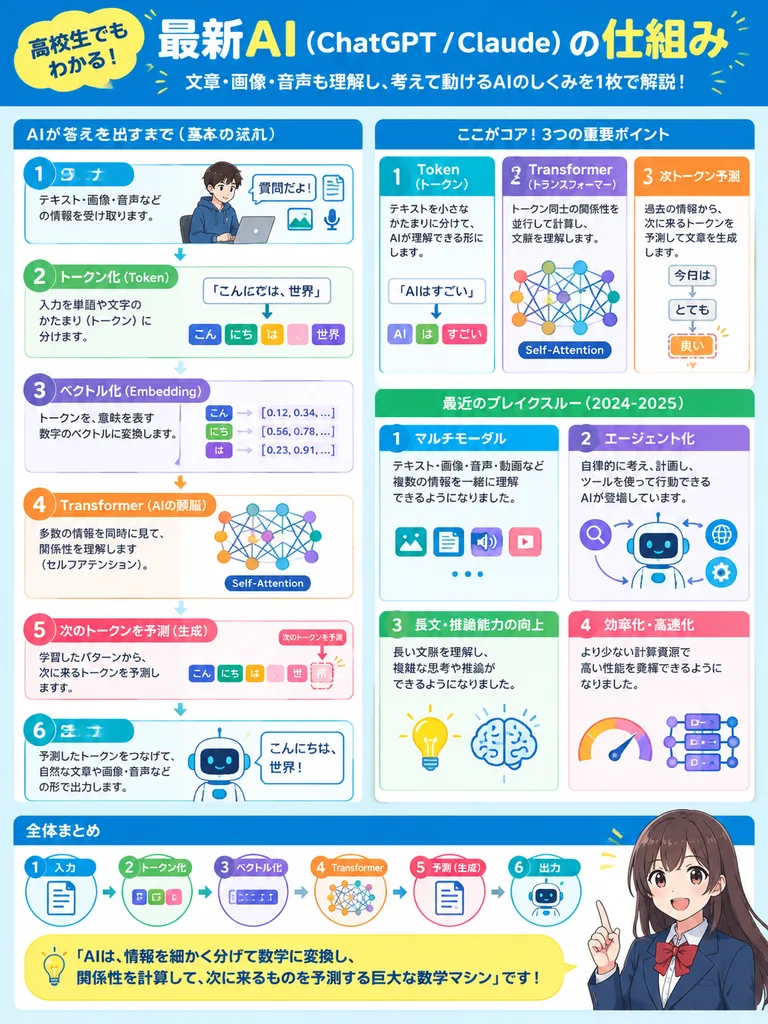 最新AIの仕組み解説インフォグラフィック