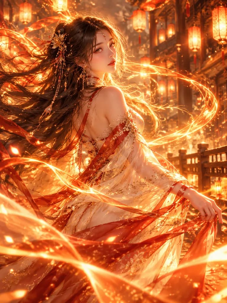 幻想的な発光エネルギーリボンのエフェクト変換