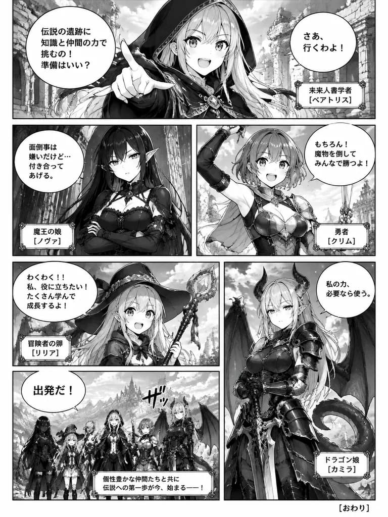 奇幻漫畫小隊角色登場分鏡頁