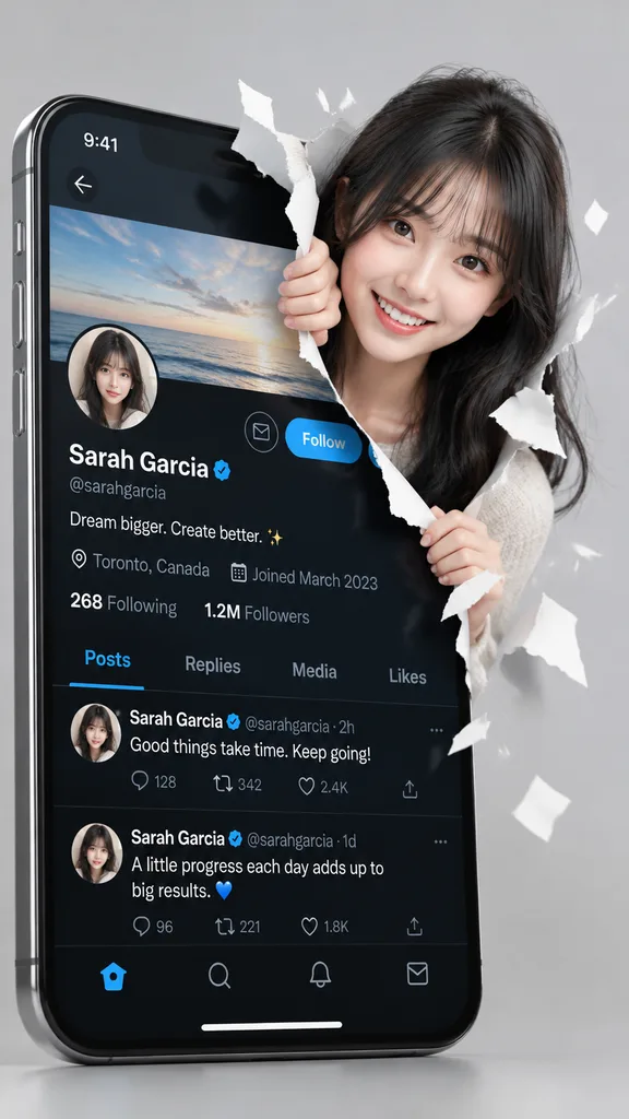 3D Social Profile Paper Tear Breakthrough