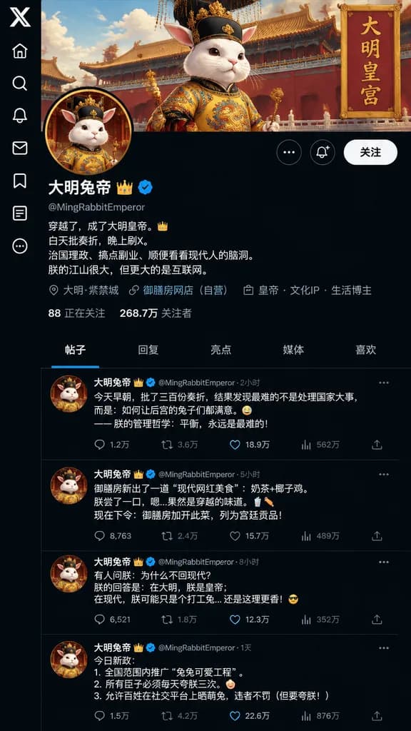 明朝ウサギ皇帝のSNSプロフィール