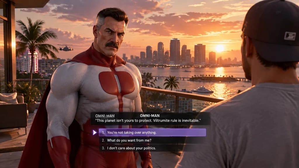 Cinematic Game Screenshot Dialogue Menu