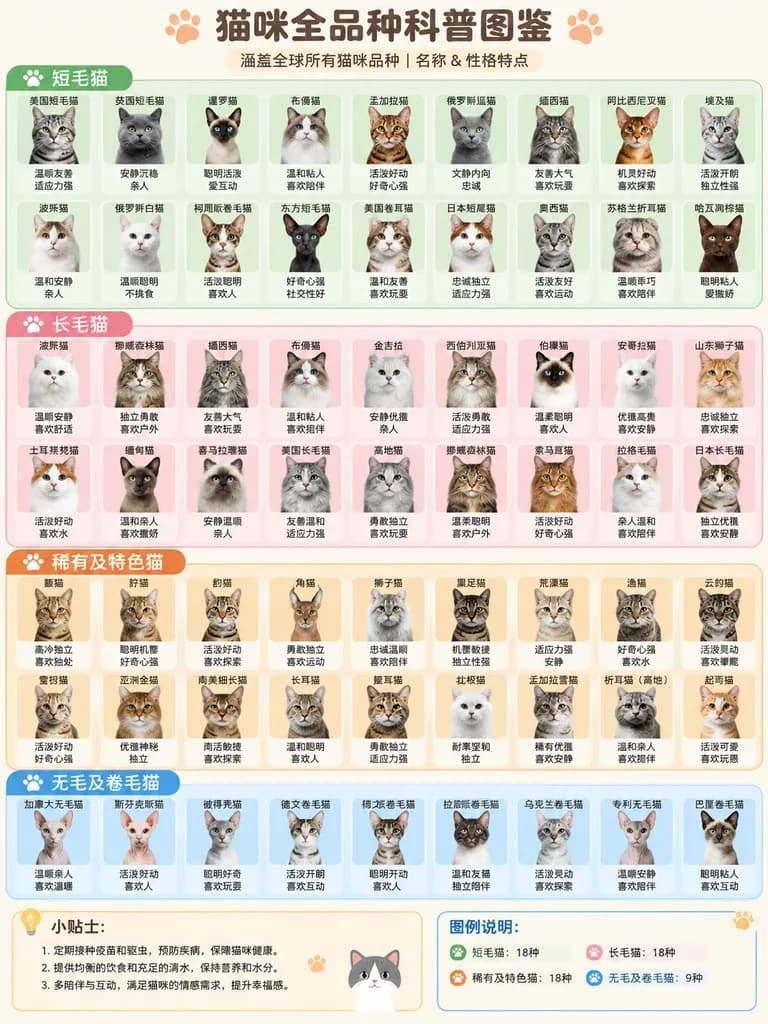 Comprehensive Cat Breeds Encyclopedia Infographic
