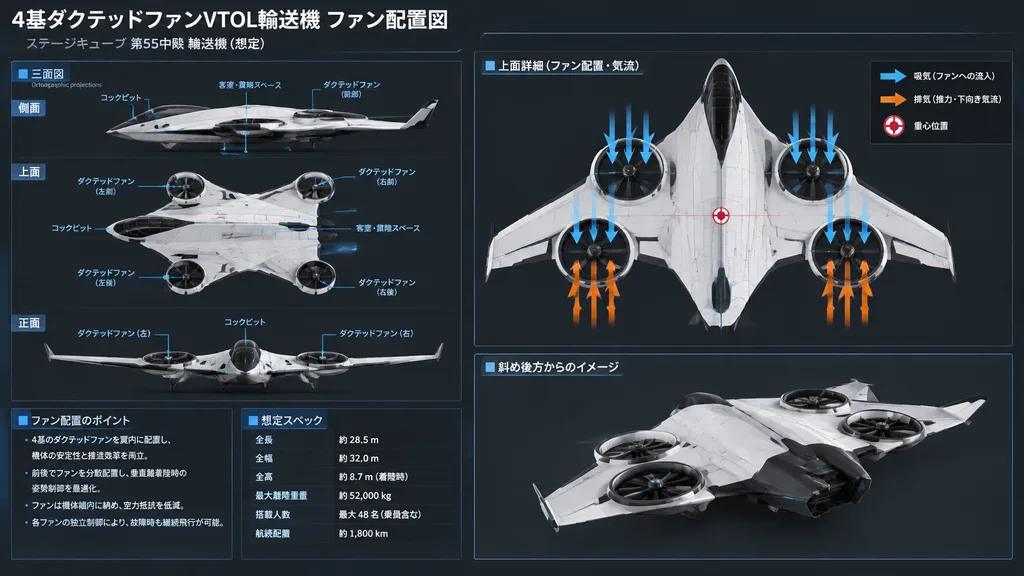 Sci-Fi VTOL Aircraft Technical Schematic Sheet