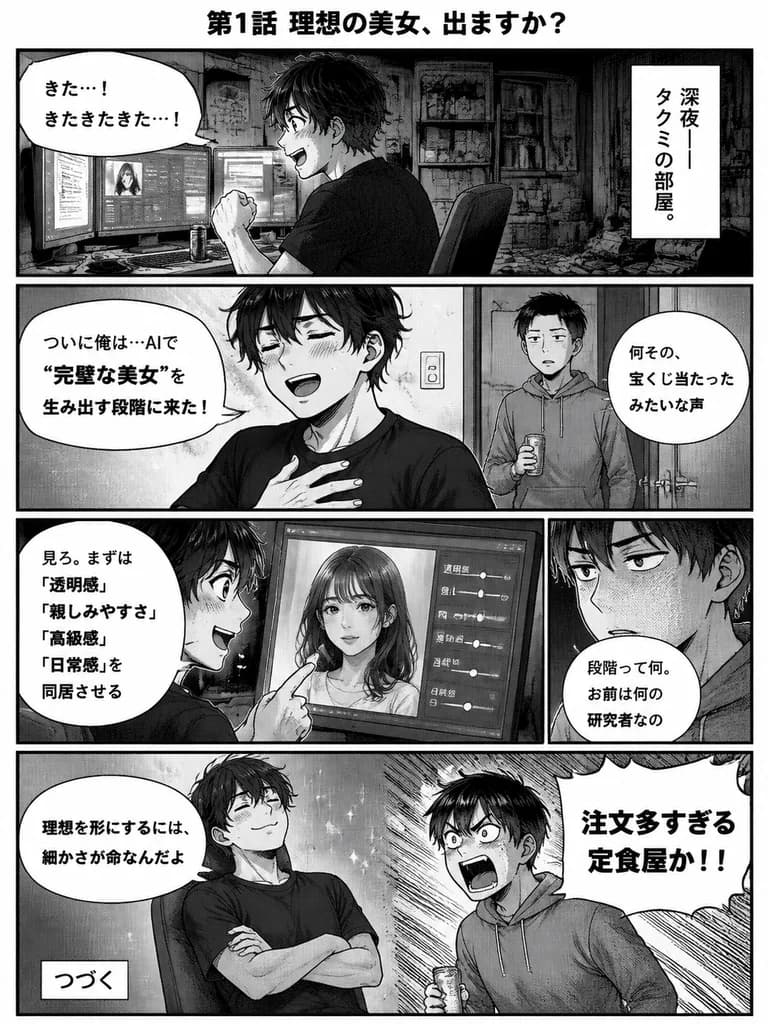 Planche de Manga Comique en 4 Cases