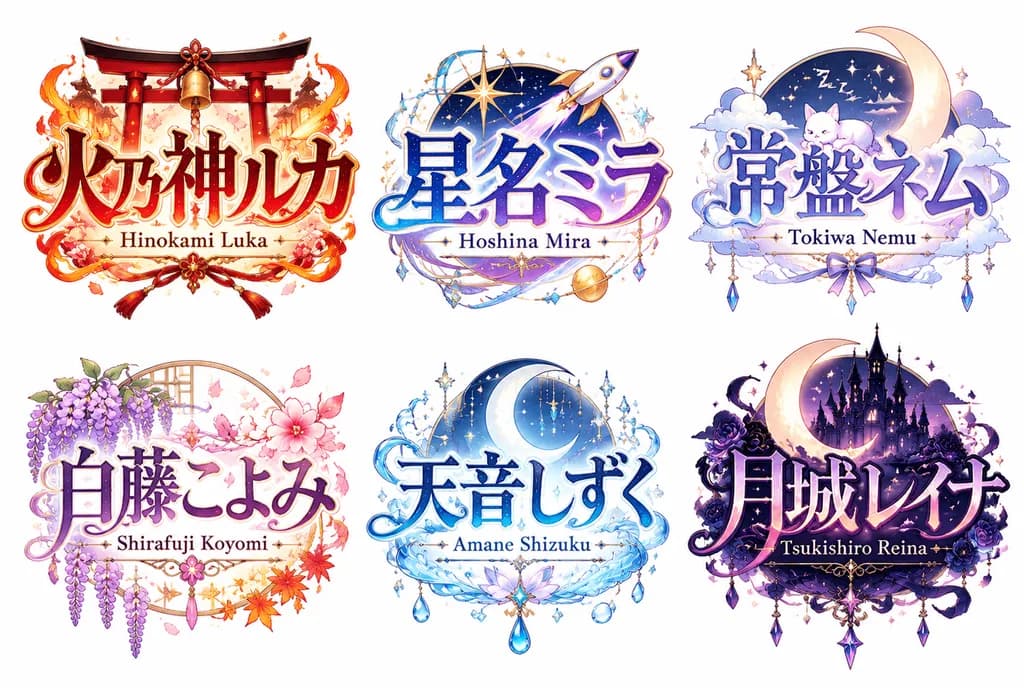 Anime VTuber Logo Design Concept Sheet