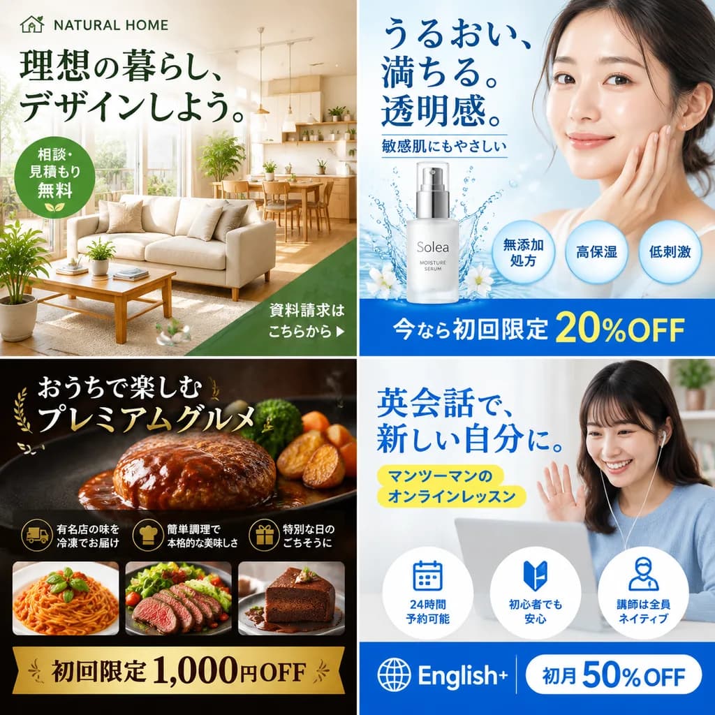 일본식 커머셜 웹 배너 광고 그리드