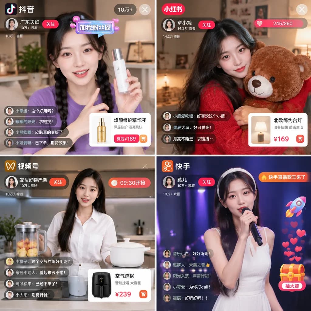Chinese Livestreaming App UI Grid