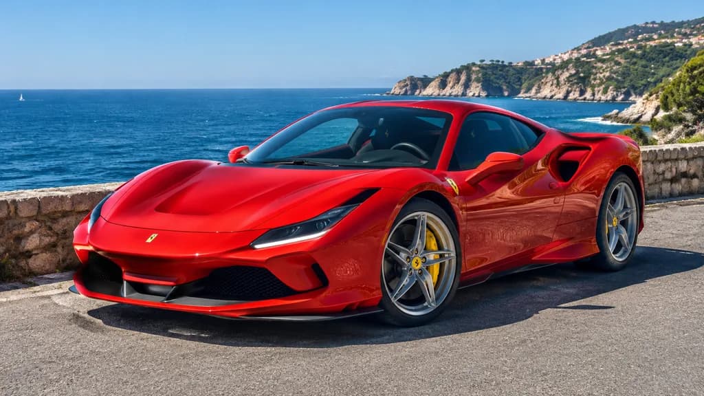 Red Sports Car on Coastal Road