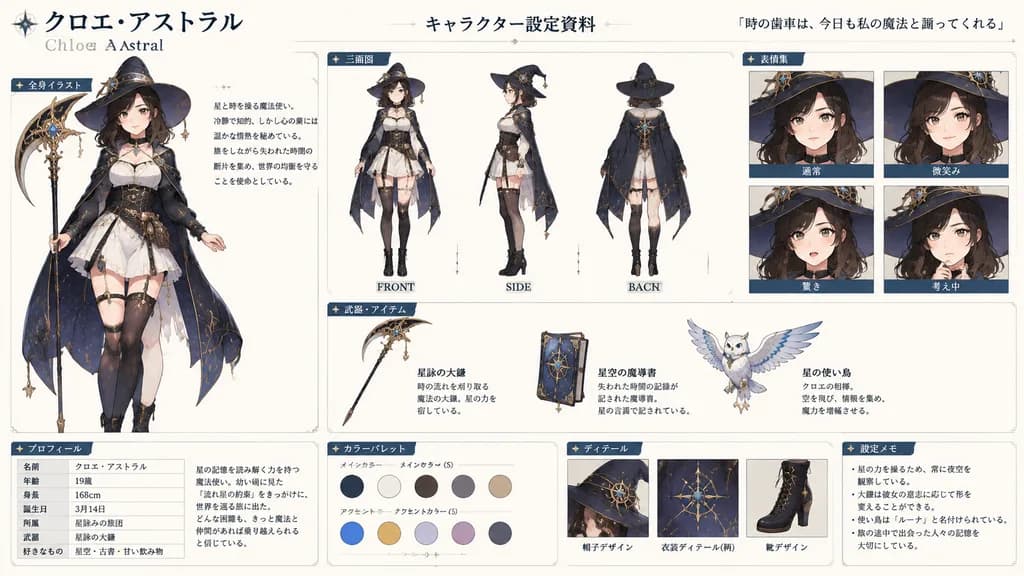 Anime Character Settei Reference Sheet