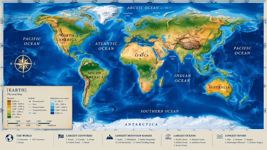 インフォパネル付き自然環境世界地図