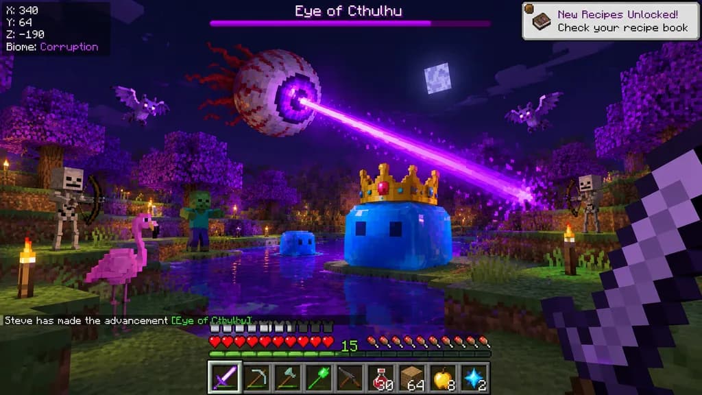 Blocky Survival Game Boss Fight HUD