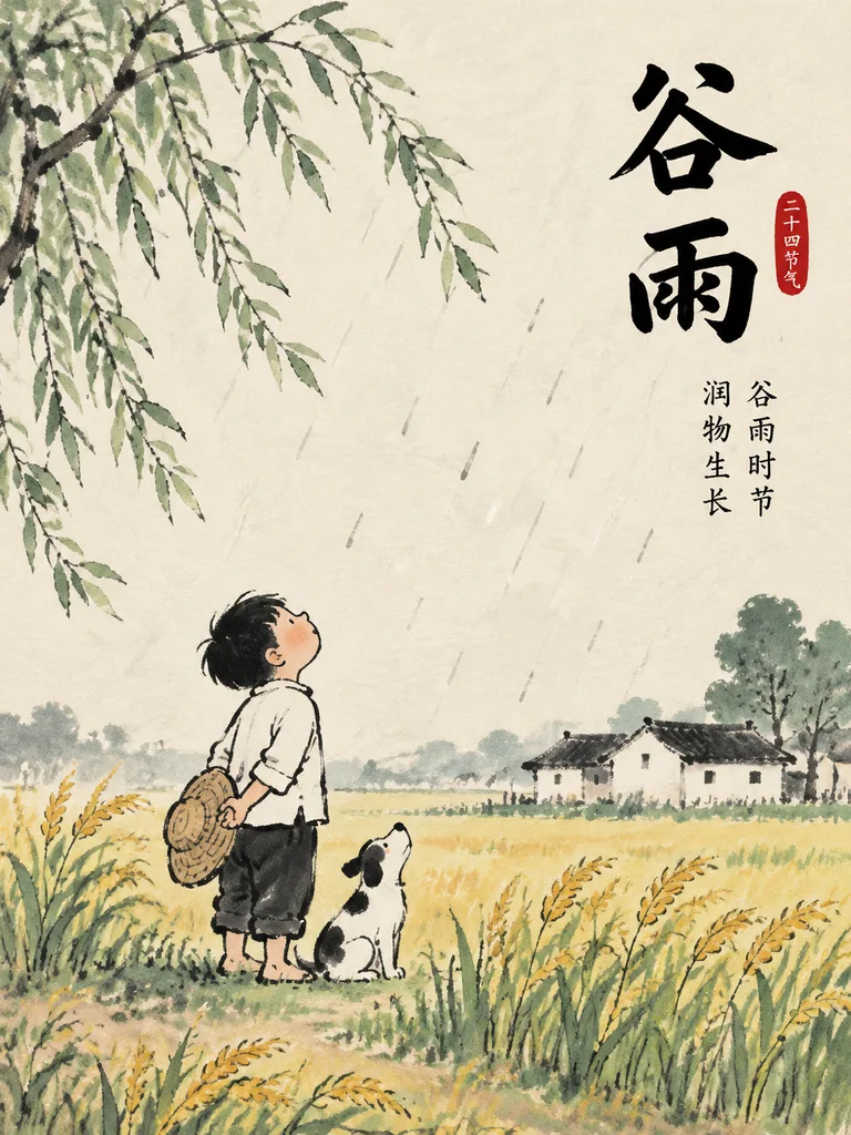 Feng Zikai Style Solar Term Poster