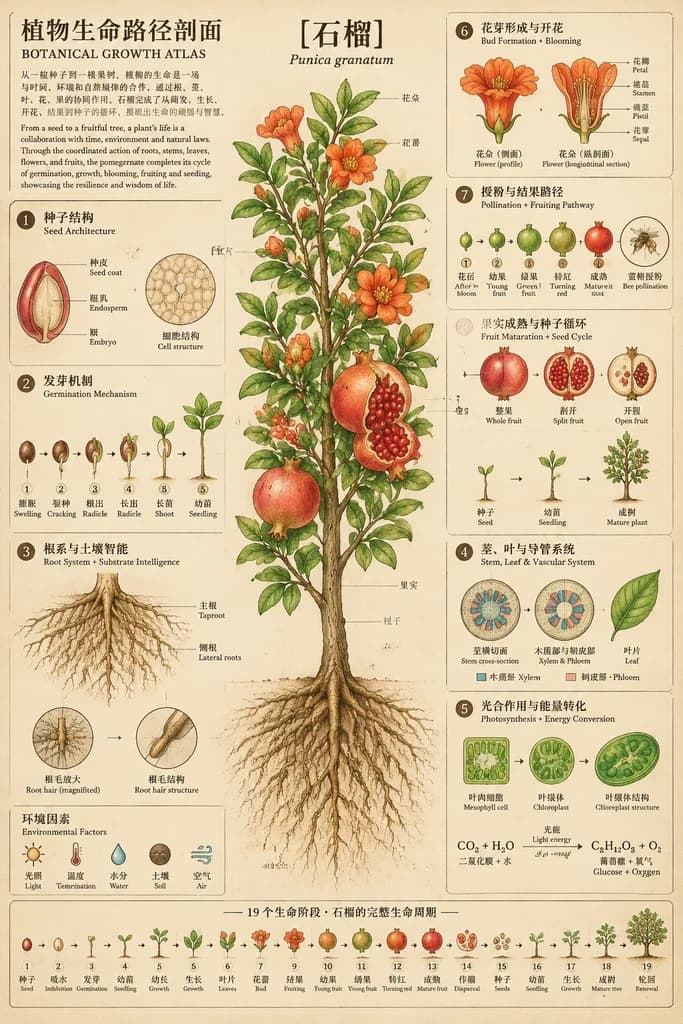 Vintage Botanical Growth Atlas Poster