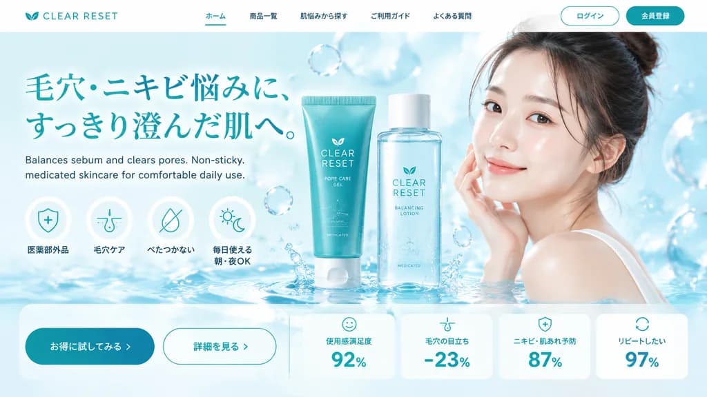 Skincare Landing Page Hero Section