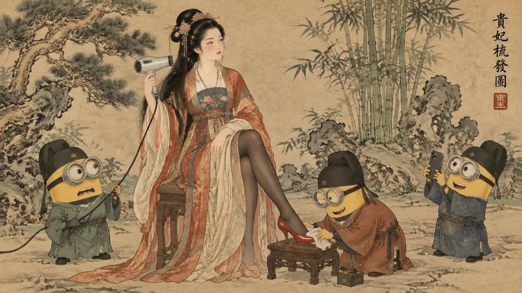 唐代貴婦人と現代ミニオン