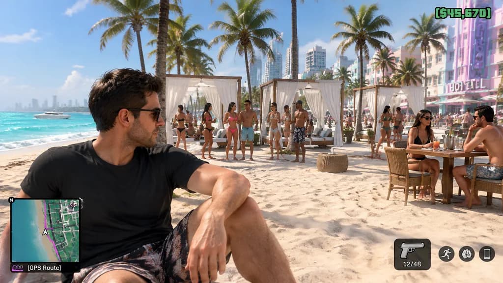 Open World Beach Club Game Screenshot