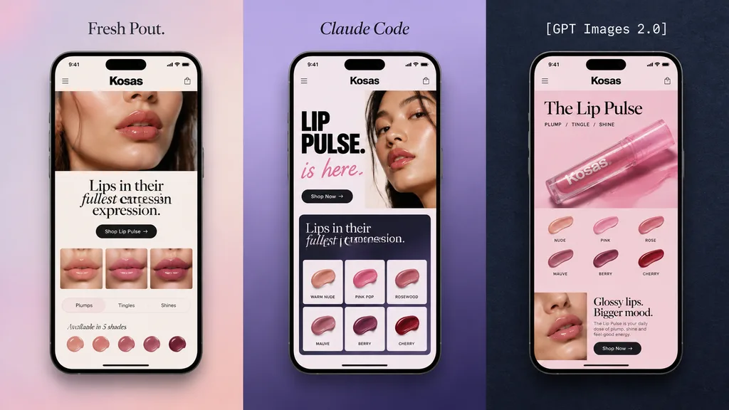 Beauty Mobile Landing Page Triptych