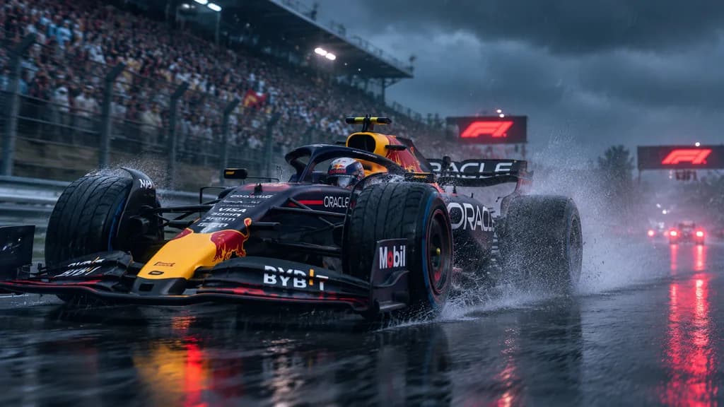 Wet Track Formula Racing Action
