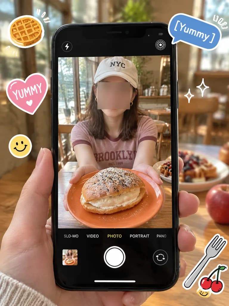 Smartphone POV Cafe Pastry Snapshot