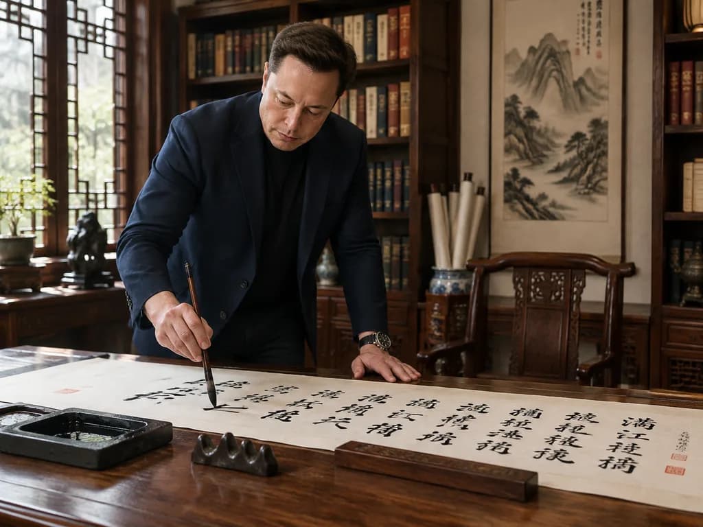 Public Figure Writing Chinese Calligraphy