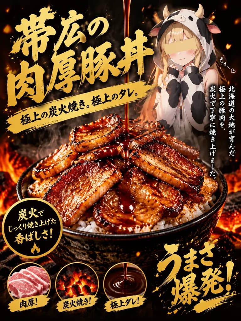 Dramatic Japanese Butadon Food Poster