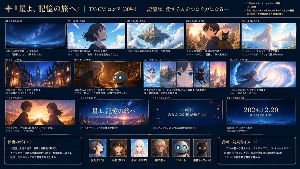 Anime Commercial Pitch Storyboard Sheet
