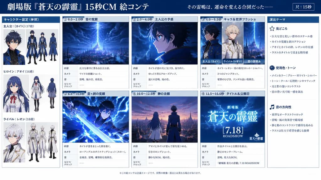 アニメ映画CM絵コンテシート