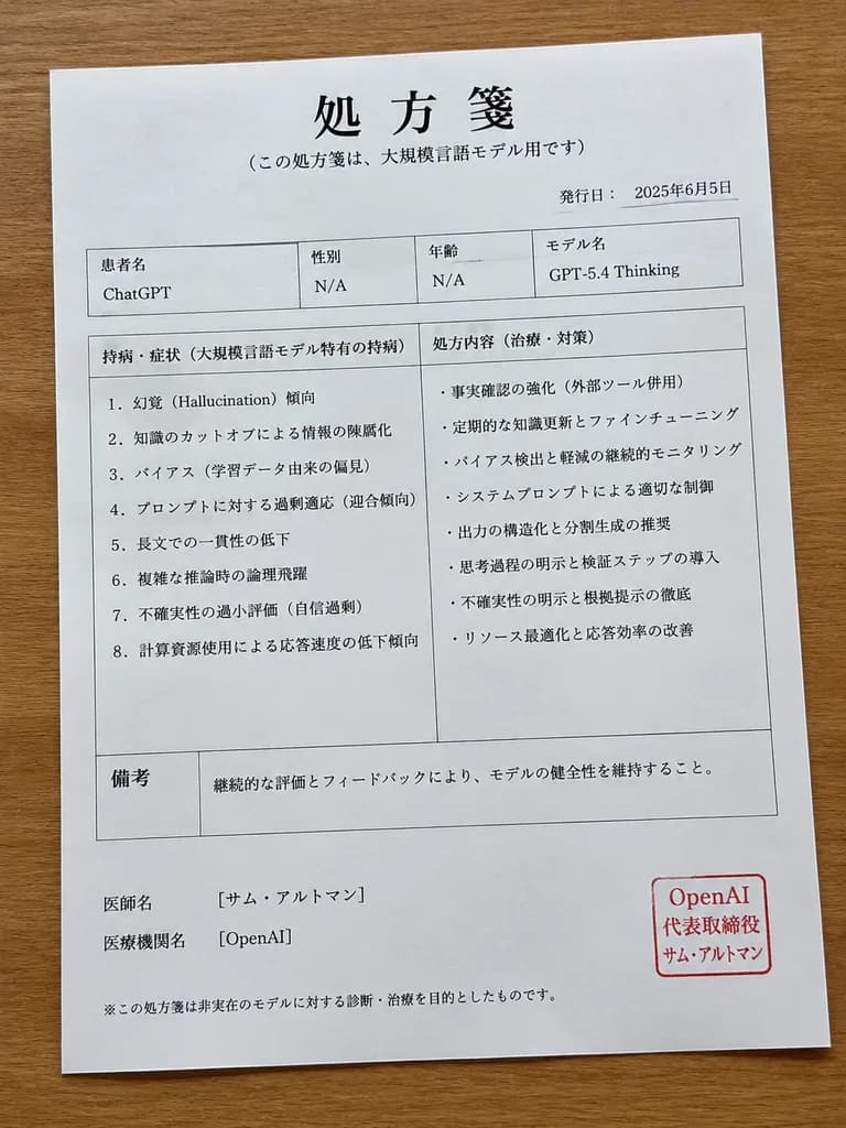 Japanese AI Prescription Form Parody