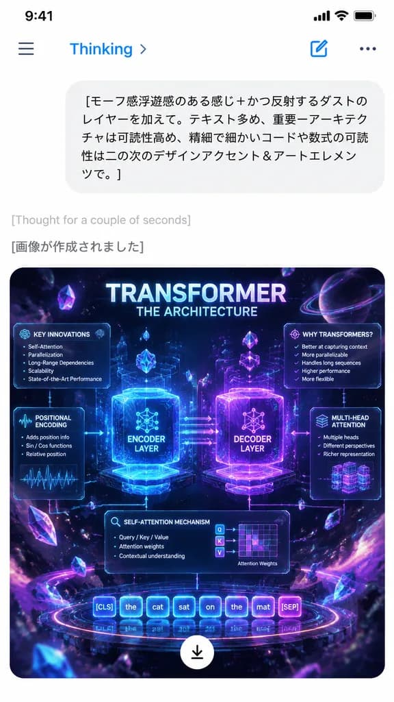 Mobile AI Chat Screenshot with Transformer Infographic