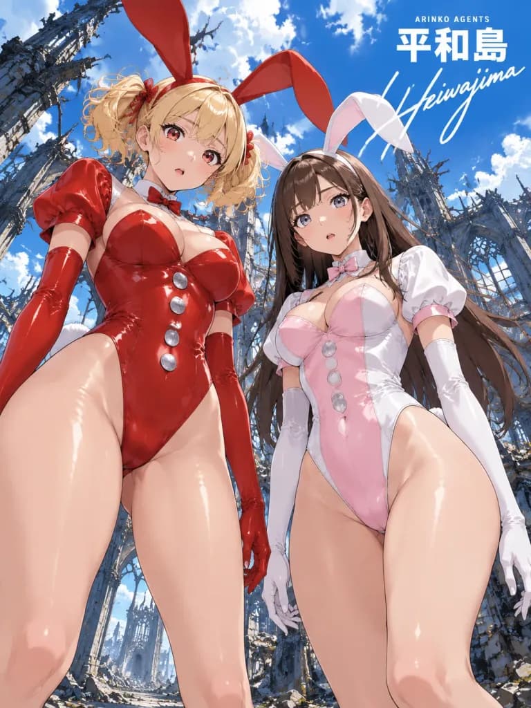 Anime Bunny Girls in Cathedral Ruins