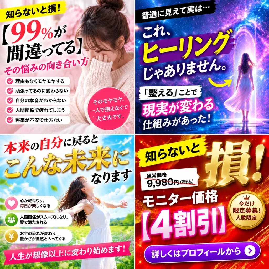 Japanese Promotional Social Media Four-Panel Ad