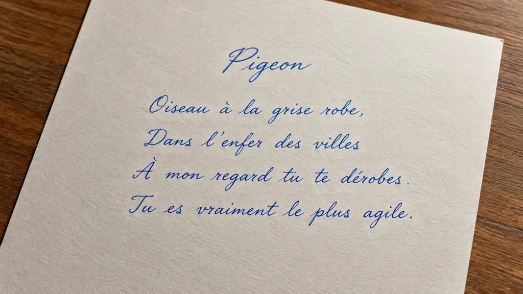 Handwritten French Poem on Textured Paper