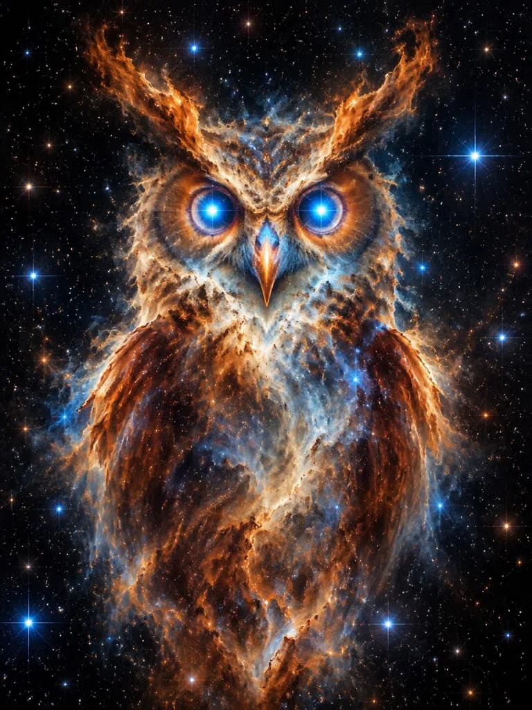 深宇宙のフクロウ型星雲