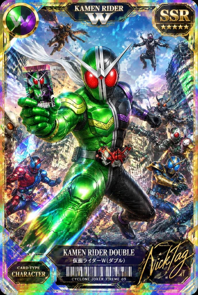 Ultra-Rare Tokusatsu Trading Card Illustration