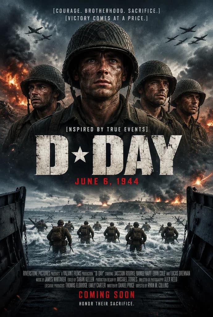 WWII D-Day Cinematic Movie Poster