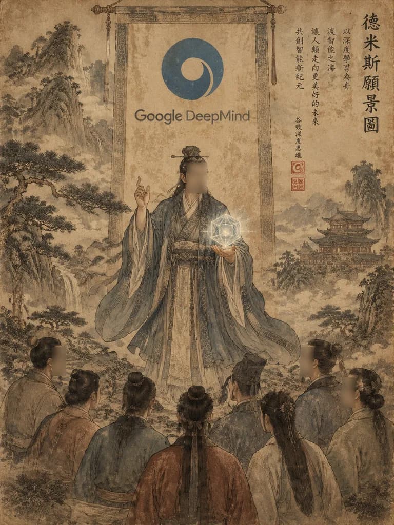 DeepMindの願景を描いた古代中国掛け軸画