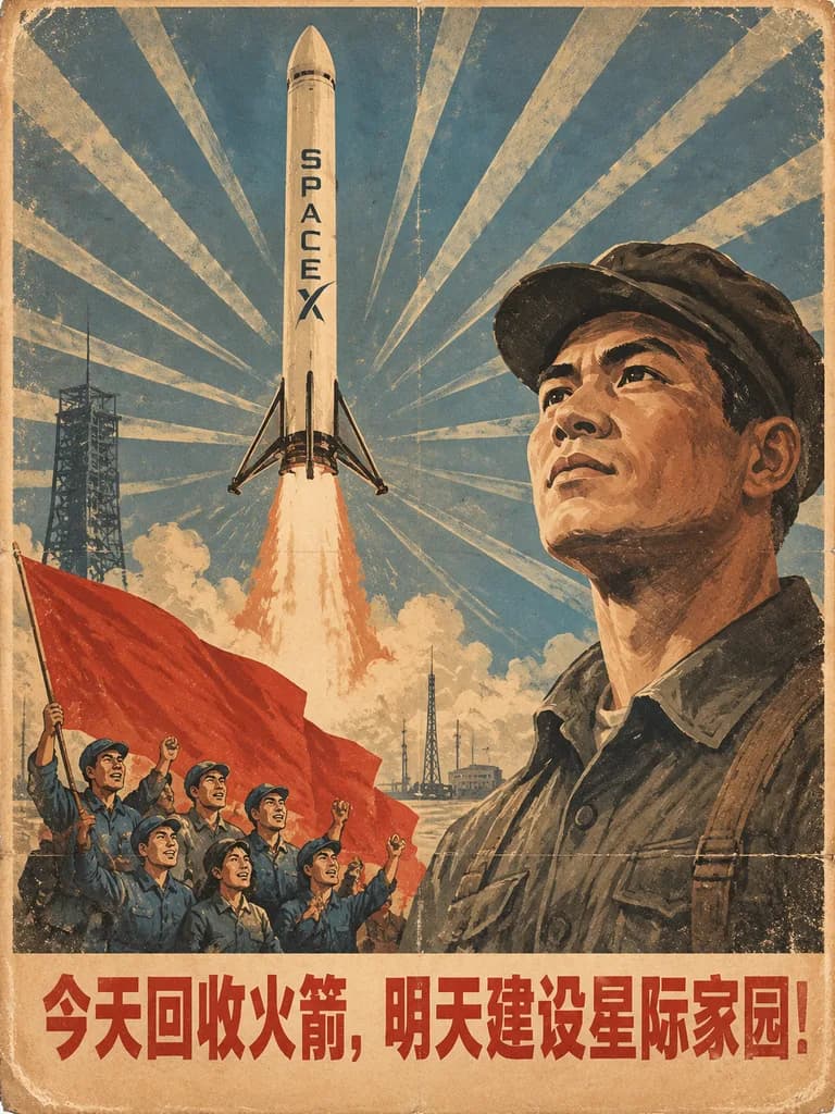 레트로 중국풍 SpaceX 선전 포스터