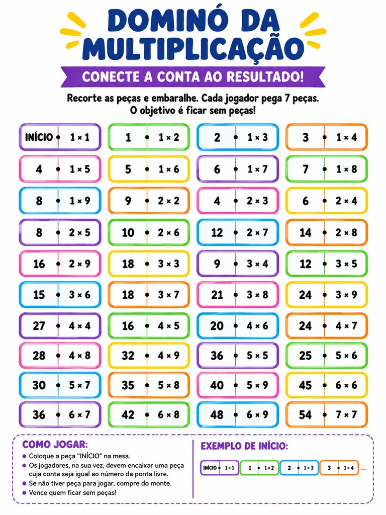 Printable Math Domino Activity Worksheet