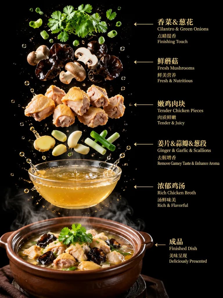 뚝배기 닭 요리 식재료 인포그래픽 포스터
