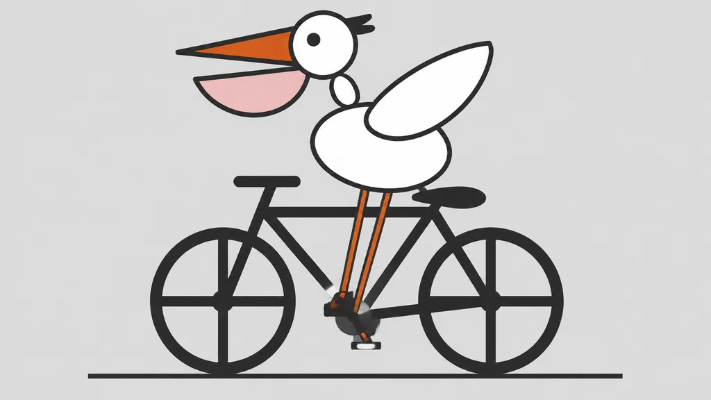 Minimal Geometric Pelican on Bicycle