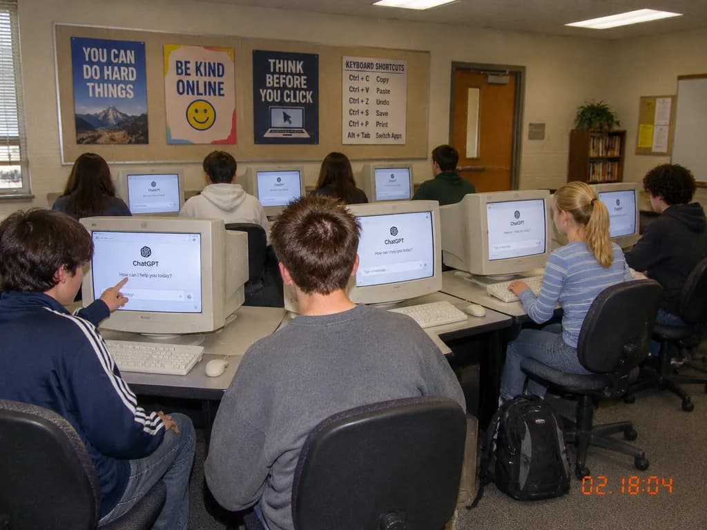 Early 2000s Computer Lab Using ChatGPT