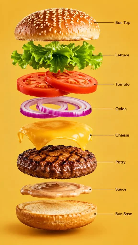 Exploded Gourmet Burger Infographic