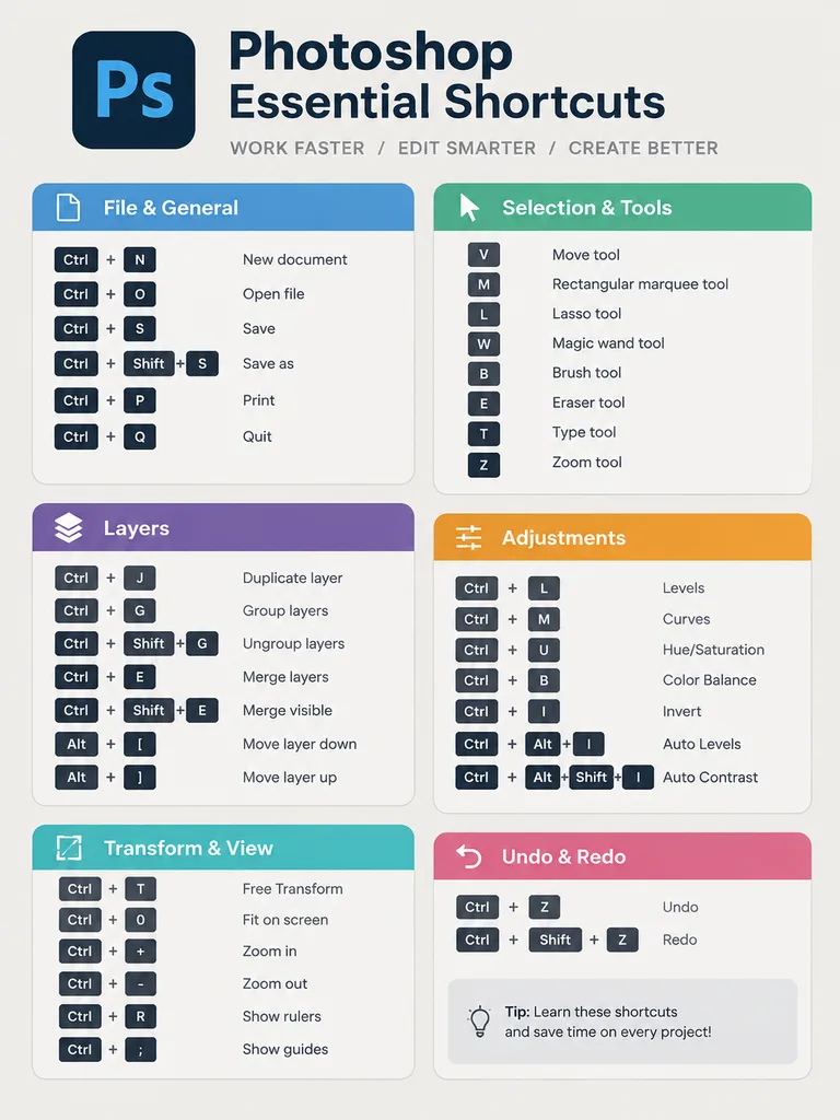 Software Keyboard Shortcuts Infographic