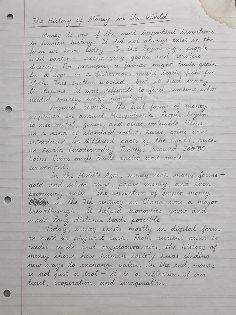 Pencil Handwritten Essay on Lined Paper
